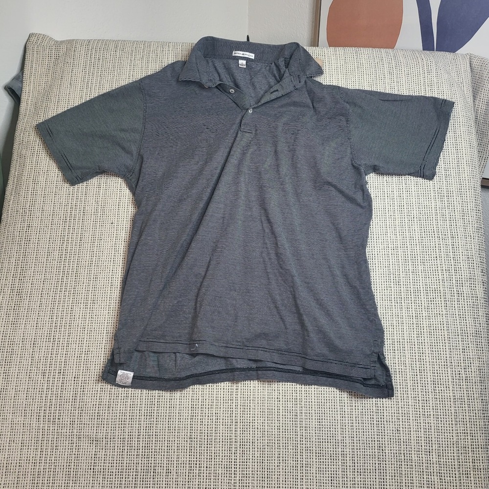 Peter Millar Golf‎ Polo Shirt Size XL Black Gray Striped